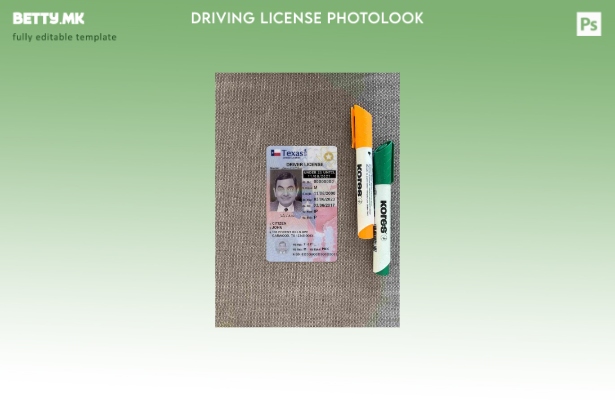 Возачка дозвола во модерен стил САД Тексас под шаблон photolook FRONT